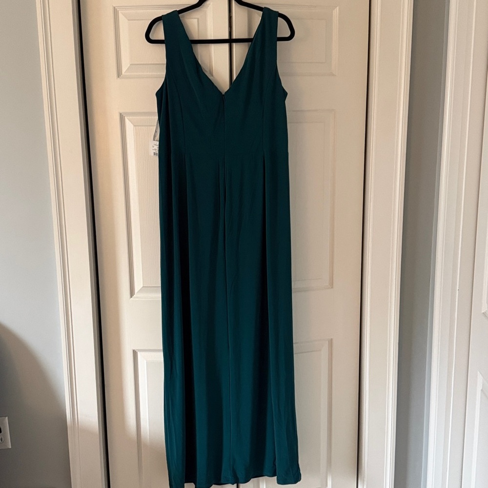Sleeveless Teal V-Neck Drape Maxi Dress - Picture 6 of 6